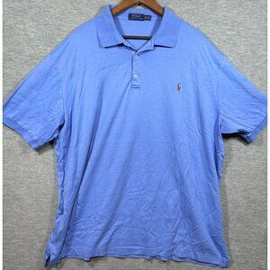 Polo Ralph Lauren Mens 3XLT Blue Cotton Polo Shirt‎ Flesh Pony Preppy